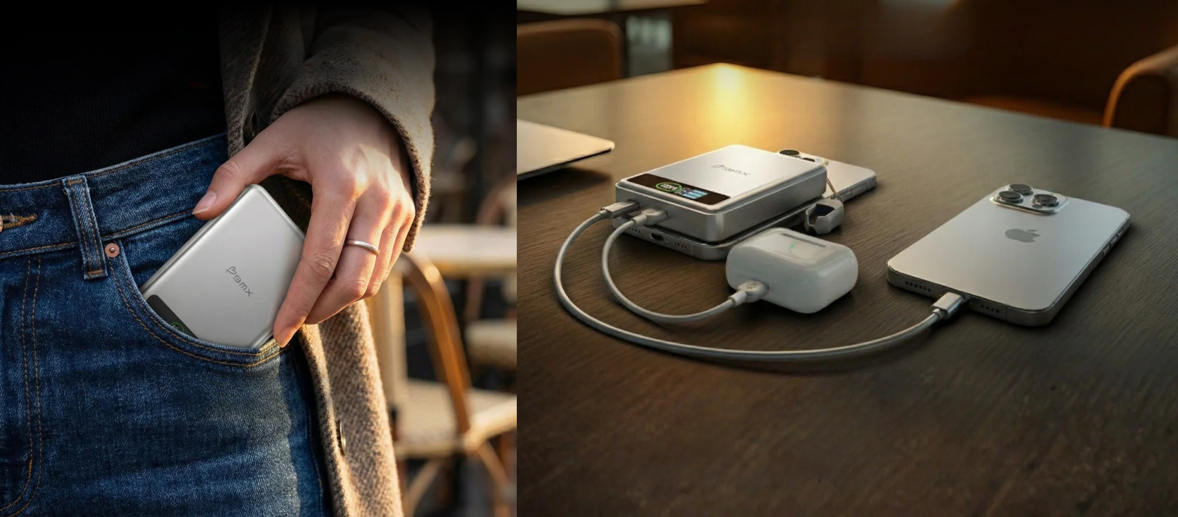 BMX SolidSafe™ 10K Solid-State Magnetic Power Bank, Sidabrinis aprašymas - Prekės nuotrauka