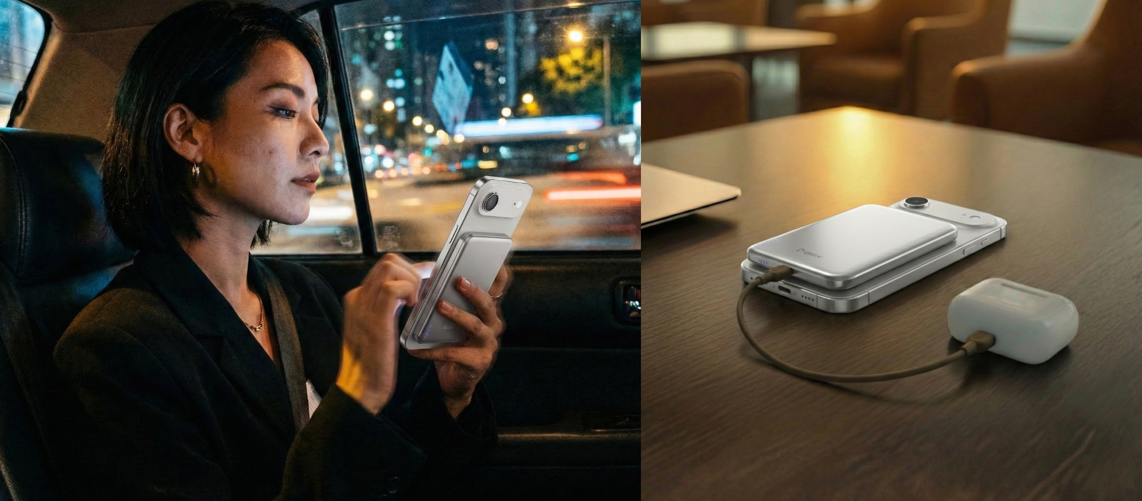BMX SolidSafe™ Air Titanium 5K Qi2 Wireless Magnetic Power Bank, Sidabrinis aprašymas - Prekės nuotrauka