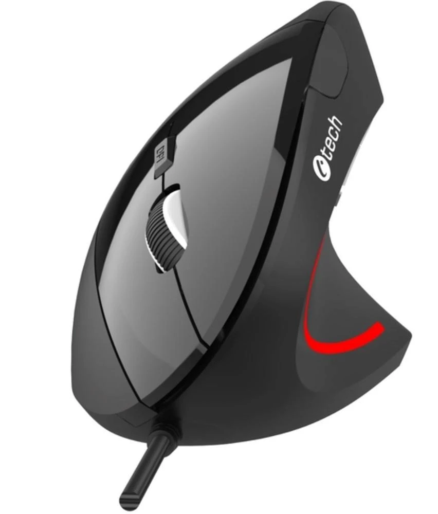 C-TECH pelė VEM-09C, vertikali, 6 mygtukai, juoda, USB aprašymas - Prekės nuotrauka