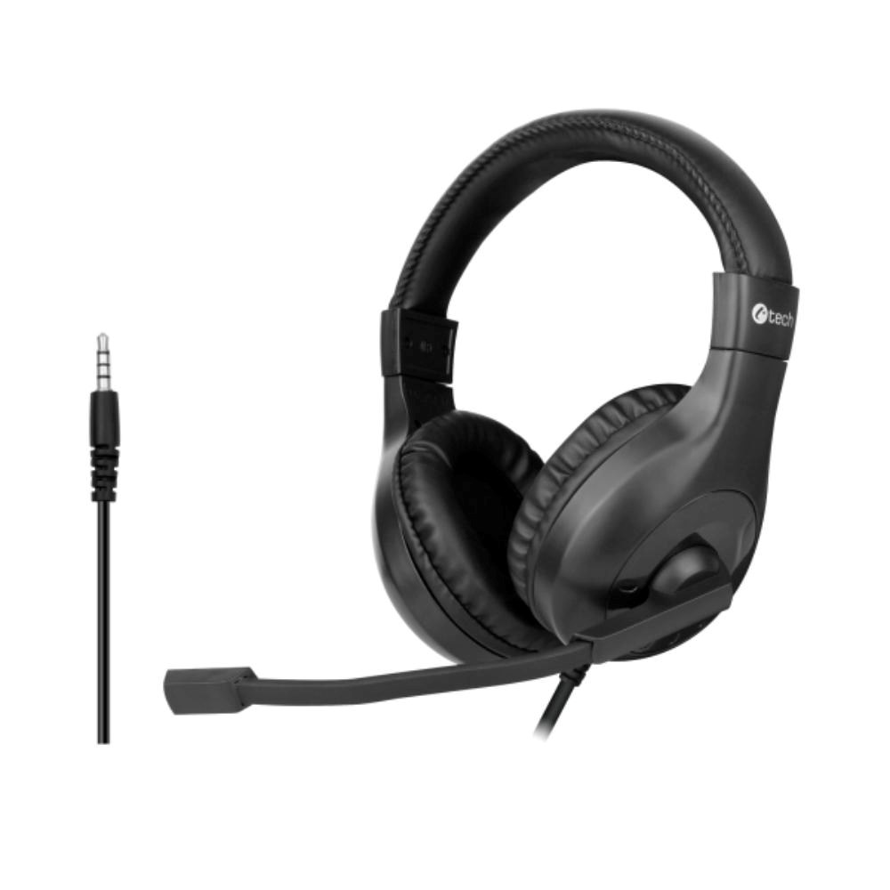 Ausinės C-TECH Sluchátka MHS-05, 3,5mm jack, k PC, juoda aprašymas - Prekės nuotrauka