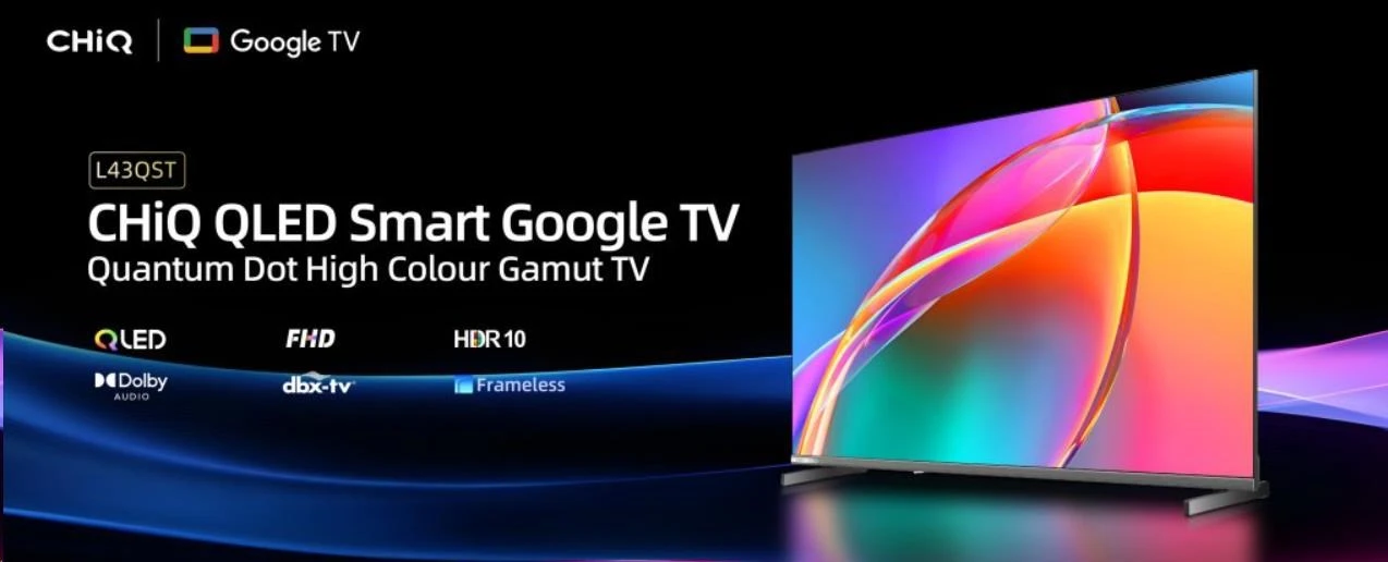 CHiQ L43QST televizorius, 43 colių, FHD, QLED, itin tvirtas, „Android 14“, „Dolby Audio“, berėmis aprašymas - Prekės nuotrauka