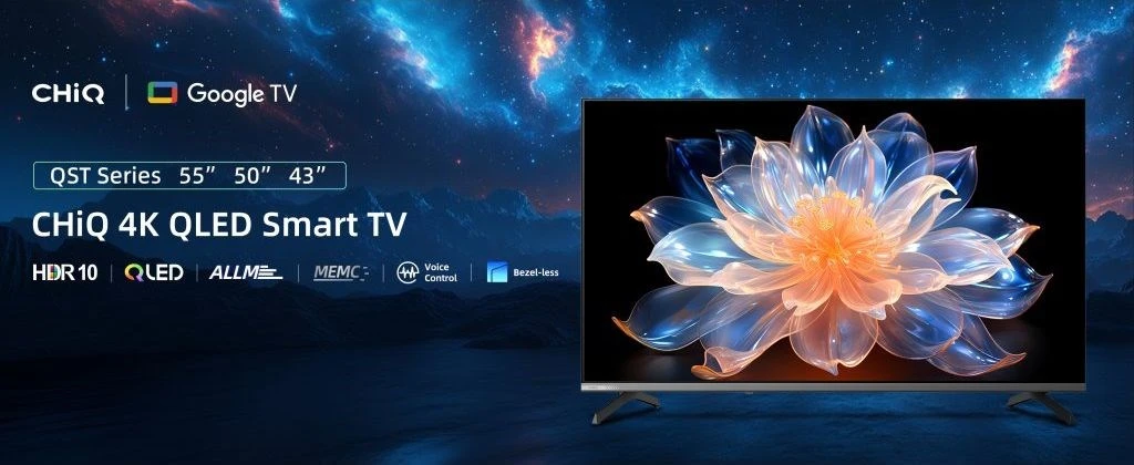 Televizorius CHiQ U55QST TV 55, UHD, QLED, Google TV, DLG 120 Hz, Dolby Audio, Frameless, metaliczna aprašymas - Prekės nuotrauka