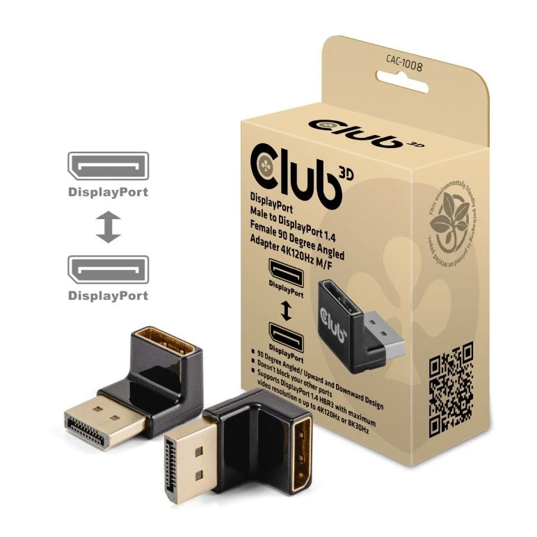 Adapteris AV Club 3D Club3D Adapteris DP > DP 1.4 90° kampu 4K@120Hz St/Bu mažmeninė prekyba aprašymas - Prekės nuotrauka Adapteris AV Club 3D Club3D Adapteris DP > DP 1.4 90° kampu 4K@120Hz St/Bu mažmeninė prekyba aprašymas - Prekės nuotrauka