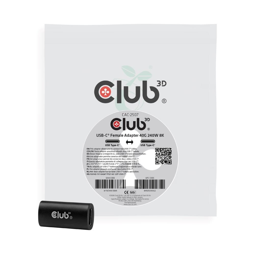 Club 3D Club3D Adaptér Female USB-C 40G 240W 8K60Hz aprašymas - Prekės nuotrauka