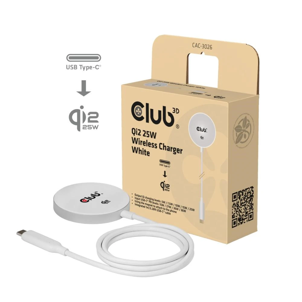 Club 3D CLUB3D CAC-3026 kroviklis įrenginiams przenośnych Mobilusis telefonas, Išmanusis telefonas, Išmanusis laikrodis, Telefonas Baltas DC Bezprzewodowe ładowanie Szybkie ładowanie Wewnętrzna aprašymas - Prekės nuotrauka Club 3D CLUB3D CAC-3026 kroviklis įrenginiams przenośnych Mobilusis telefonas, Išmanusis telefonas, Išmanusis laikrodis, Telefonas Baltas DC Bezprzewodowe ładowanie Szybkie ładowanie Wewnętrzna aprašymas - Prekės nuotrauka