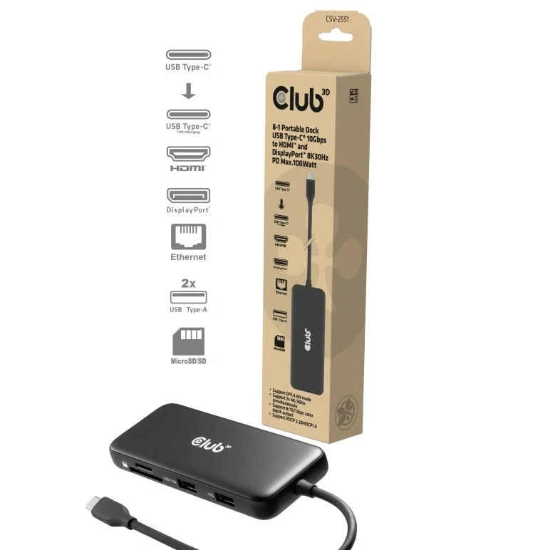 HUB USB Club 3D CLUB3D CSV-2551 huby i koncentratory USB Type-C aprašymas - Prekės nuotrauka HUB USB Club 3D CLUB3D CSV-2551 huby i koncentratory USB Type-C aprašymas - Prekės nuotrauka