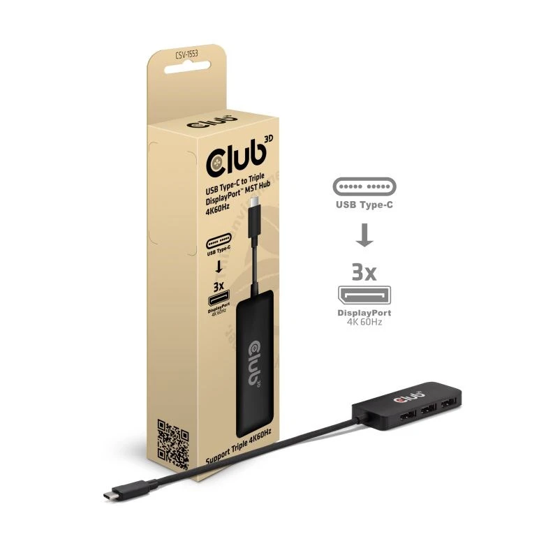 Club 3D CLUB3D CSV-1553 USB C tipo šakotuvai ir koncentratoriai, juodi aprašymas - Prekės nuotrauka