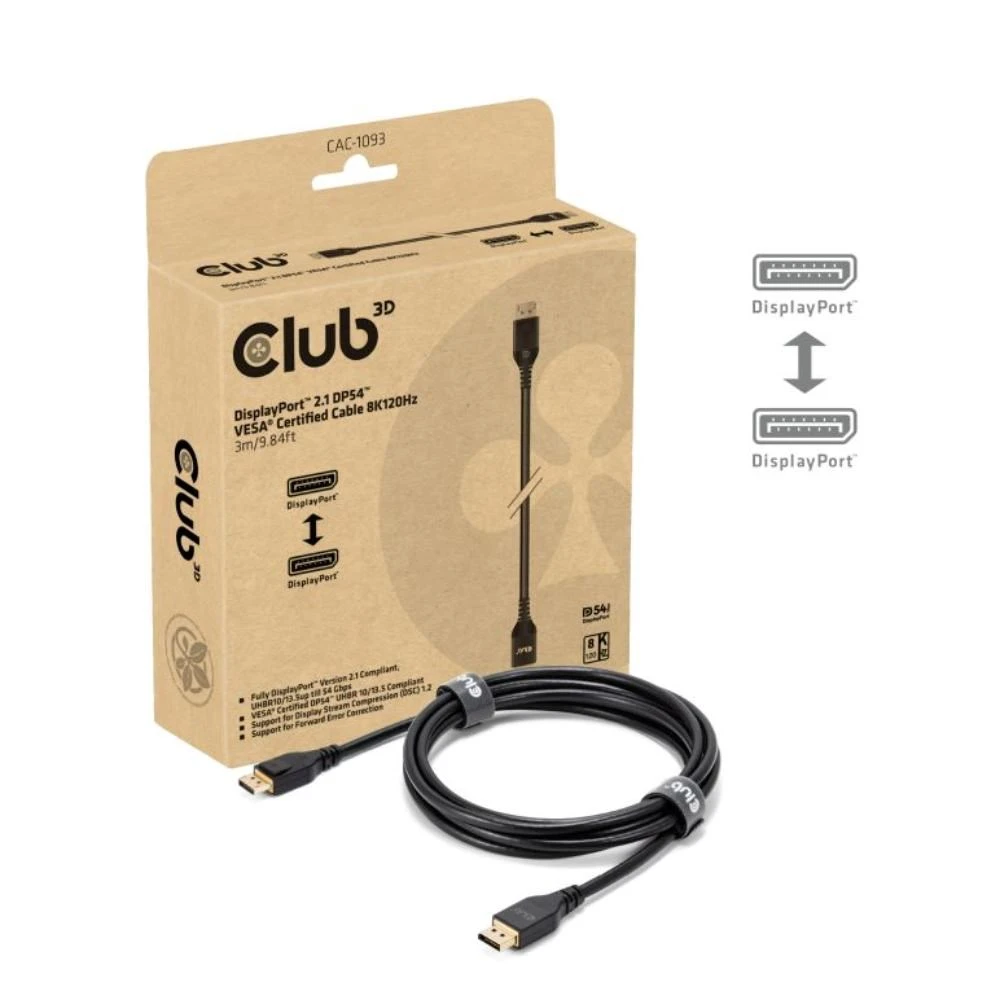 Club 3D DP į DP kabelis 3m CLUB3D aprašymas - Prekės nuotrauka Club 3D DP į DP kabelis 3m CLUB3D aprašymas - Prekės nuotrauka