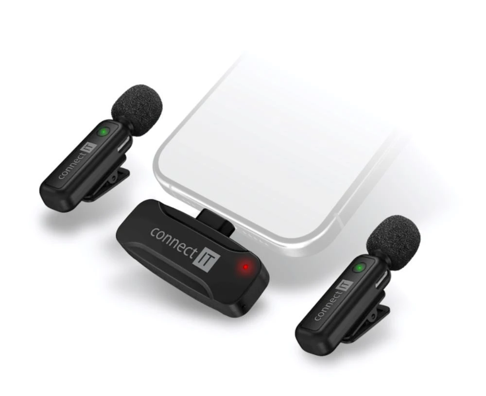 Mikrofonas Connect IT CONNECT IT Mikrofonas ClipMic 2x Bezprzewodowy Lavalier mikrofon su odbiornikiem złącze Lightning juoda aprašymas - Prekės nuotrauka Mikrofonas Connect IT CONNECT IT Mikrofonas ClipMic 2x Bezprzewodowy Lavalier mikrofon su odbiornikiem złącze Lightning juoda aprašymas - Prekės nuotrauka