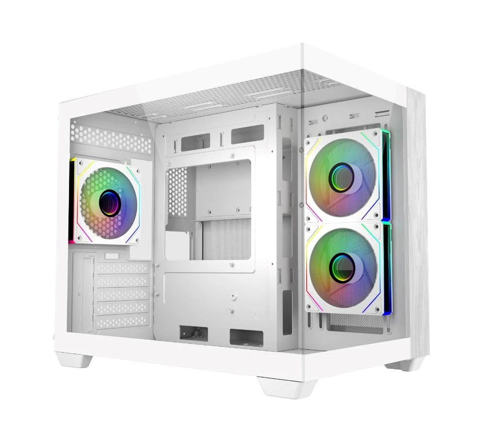 „Cooler Master Elite 481 Wood“, ATX, permatomas šoninis skydelis, 3x 120 mm ARGB ventiliatoriai, baltas aprašymas - Prekės nuotrauka