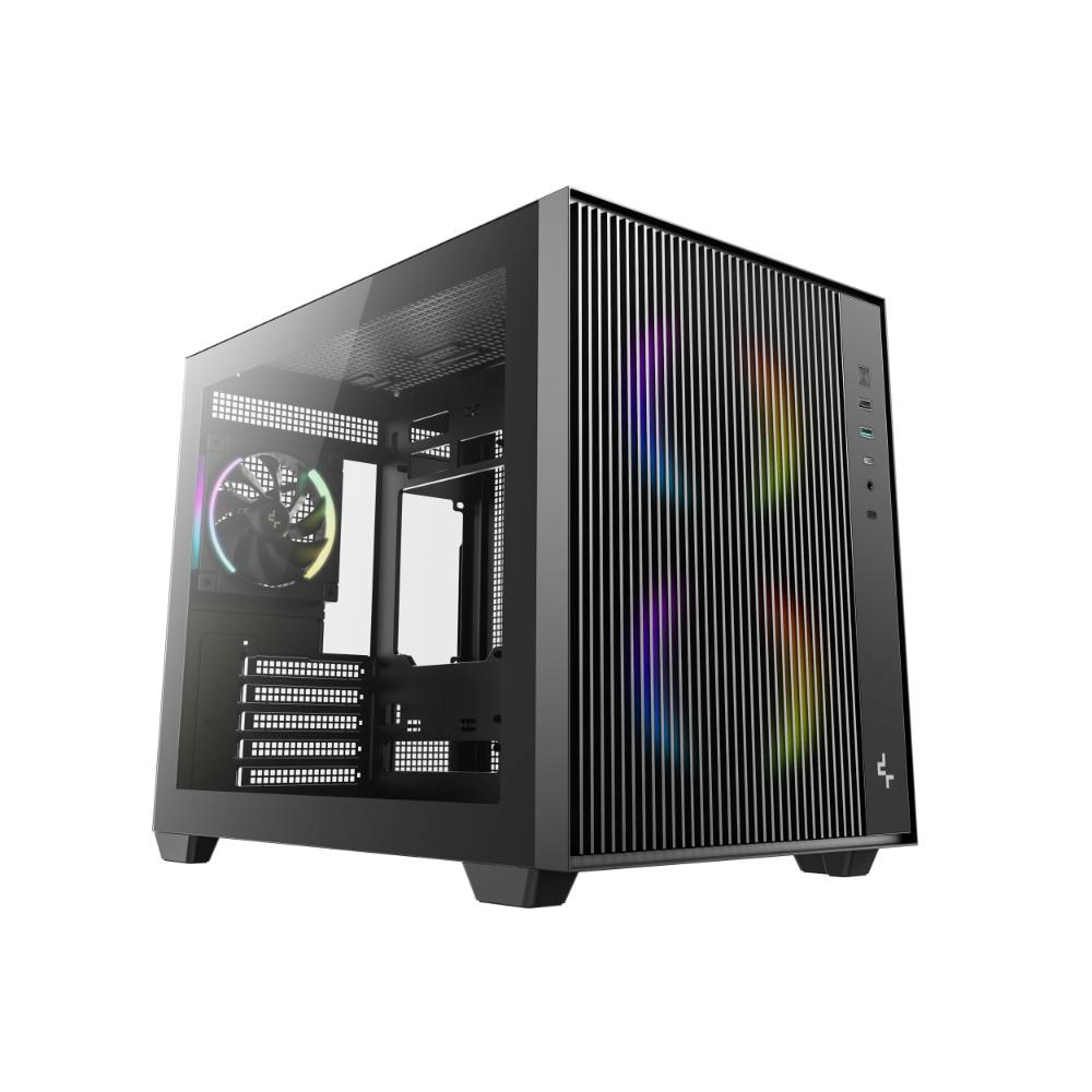 DEEPCOOL Case CG330 MESH 3F, mATX, permatomas šoninis dangtelis, 1x120mm ARGB, 2x140mm ARGB, juoda aprašymas - Prekės nuotrauka
