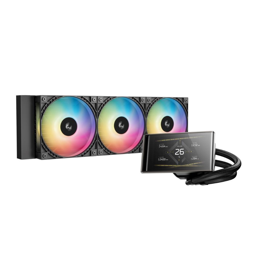 DEEPCOOL Vodní chladič LT360 VISION ARGB, 3x120mm, ARGB, AM5, LGA1851, juoda aprašymas - Prekės nuotrauka