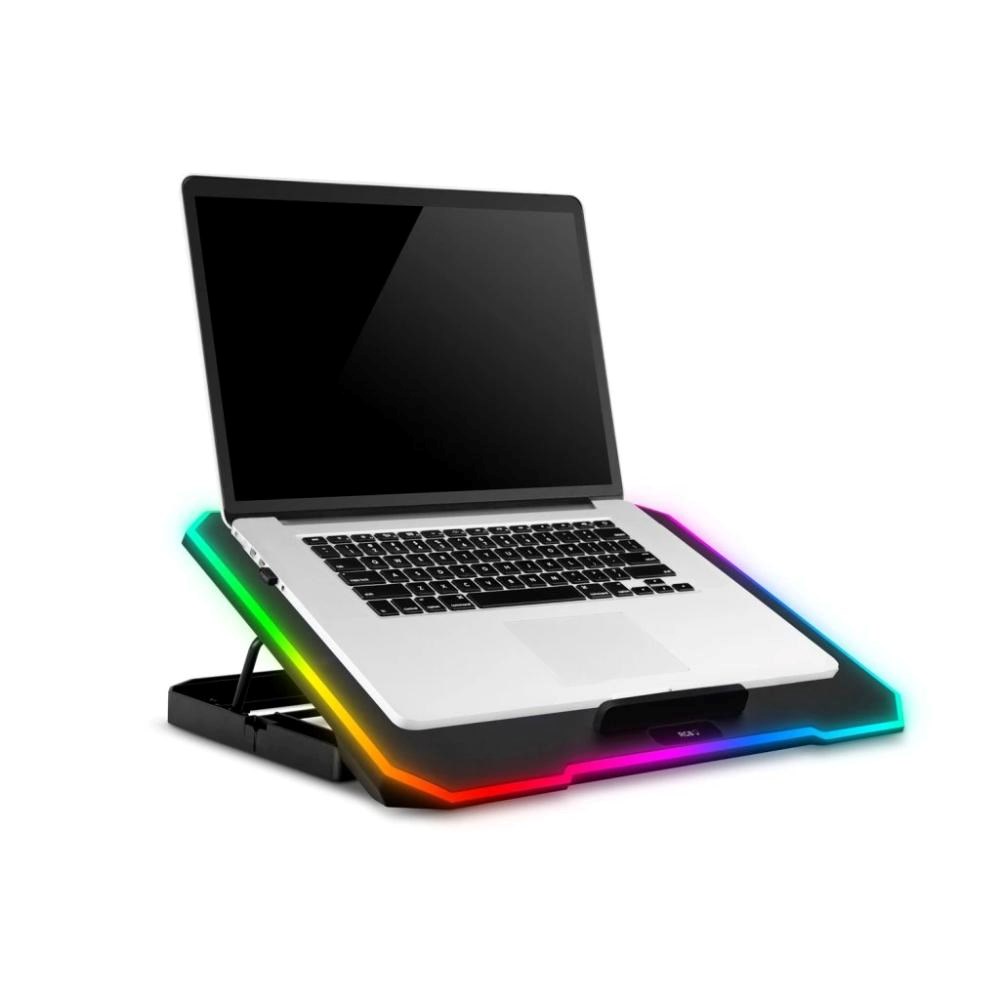 EVOLVEO CoolPro, chladící podložka pod notebook, 2x ventilátor, RGB podsvícení, juoda aprašymas - Prekės nuotrauka
