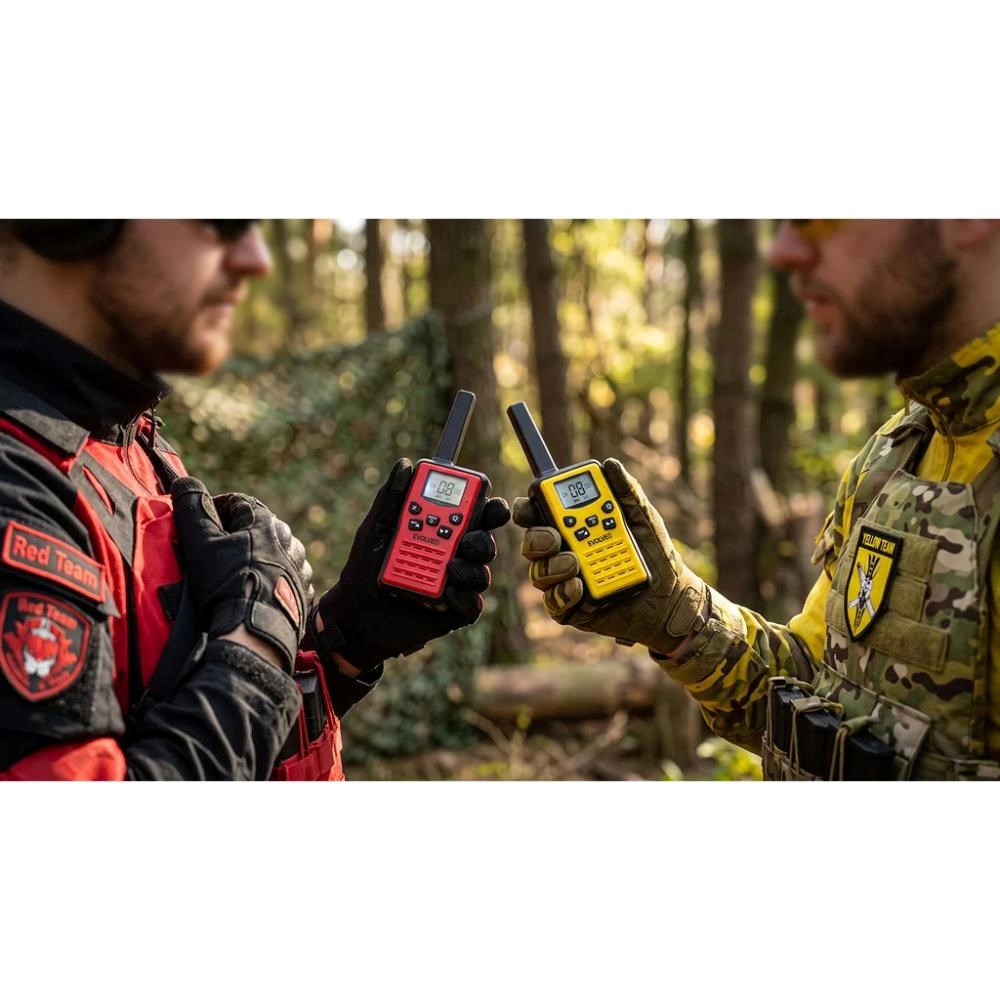 EVOLVEO FreeTalk 2W, PMR radijo siųstuvas-imtuvas su 0,5 ir 2 W galia, raudonos ir juodos spalvos aprašymas - Prekės nuotrauka