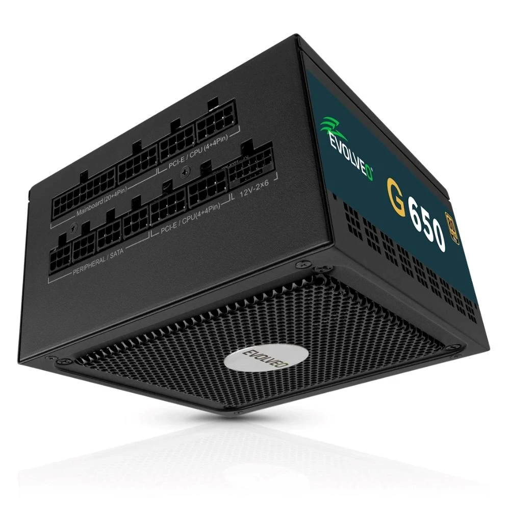 EVOLVEO G650 maitinimo šaltinis 650 W, 80+ GOLD, ATX 3.1, aPFC, 140 mm ventiliatorius aprašymas - Prekės nuotrauka