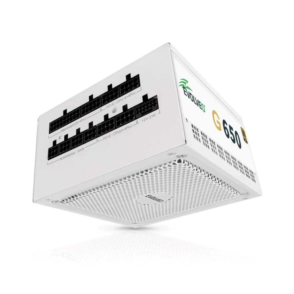 Maitinimo šaltinis Evolveo G650, zdroj 650W, 80+ GOLD, ATX 3.1, aPFC, 140 mm ventilátor, plně modulární, záruka 3 roky, bílý aprašymas - Prekės nuotrauka