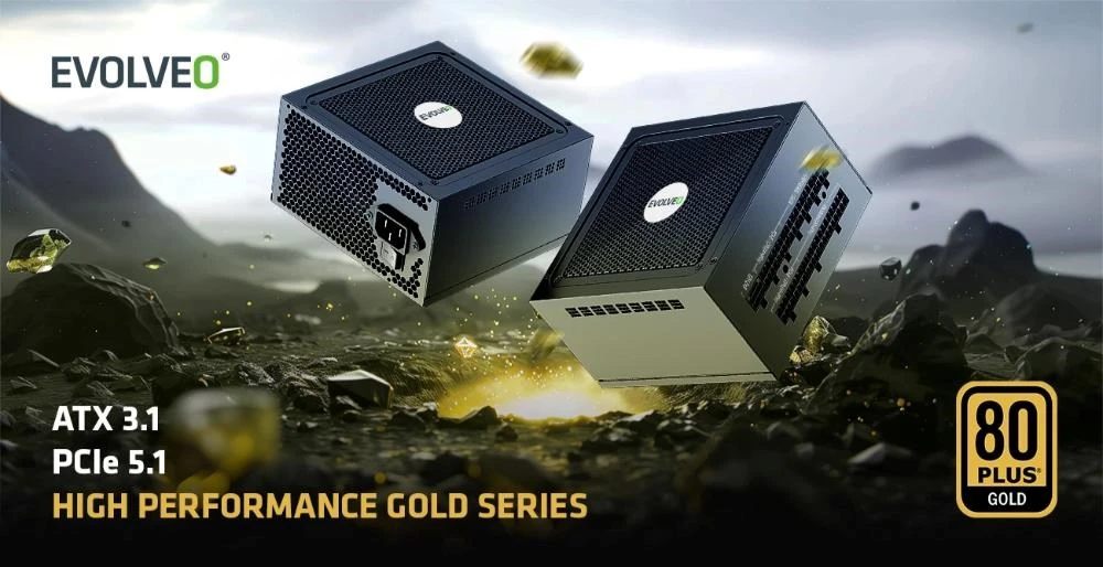 Montech EVOLVEO G850, zdroj 850W, 80+ GOLD, ATX 3.1, aPFC, 140 mm ventilátor, plně modulární, záruka 3 roky, černý aprašymas - Prekės nuotrauka
