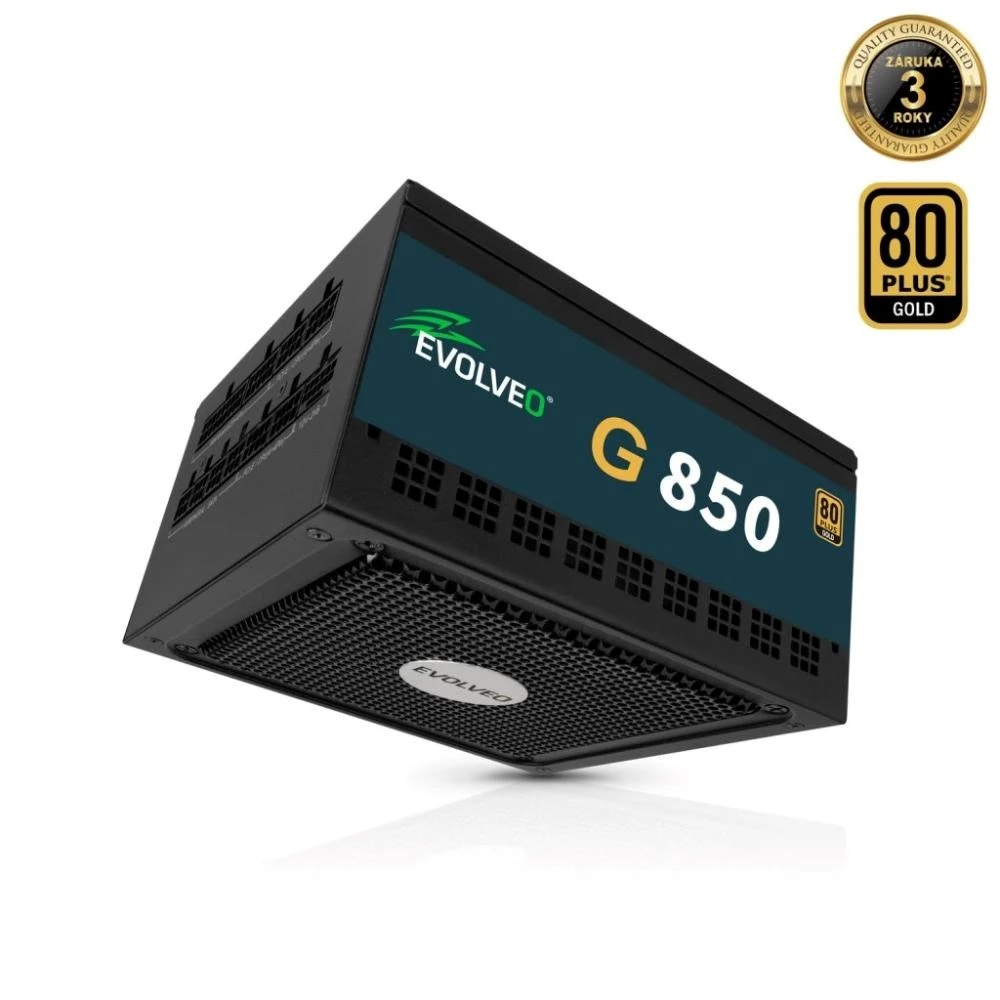 Montech EVOLVEO G850, zdroj 850W, 80+ GOLD, ATX 3.1, aPFC, 140 mm ventilátor, plně modulární, záruka 3 roky, černý aprašymas - Prekės nuotrauka