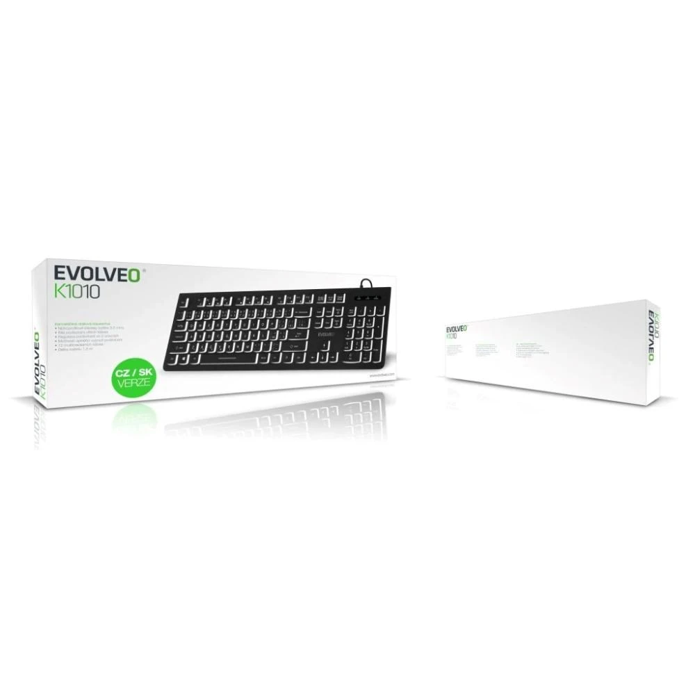 EVOLVEO klaviatūra K1010, tyli, laidinė USB, foninis apšvietimas, CZ+SK, juoda aprašymas - Prekės nuotrauka EVOLVEO klaviatūra K1010, tyli, laidinė USB, foninis apšvietimas, CZ+SK, juoda aprašymas - Prekės nuotrauka