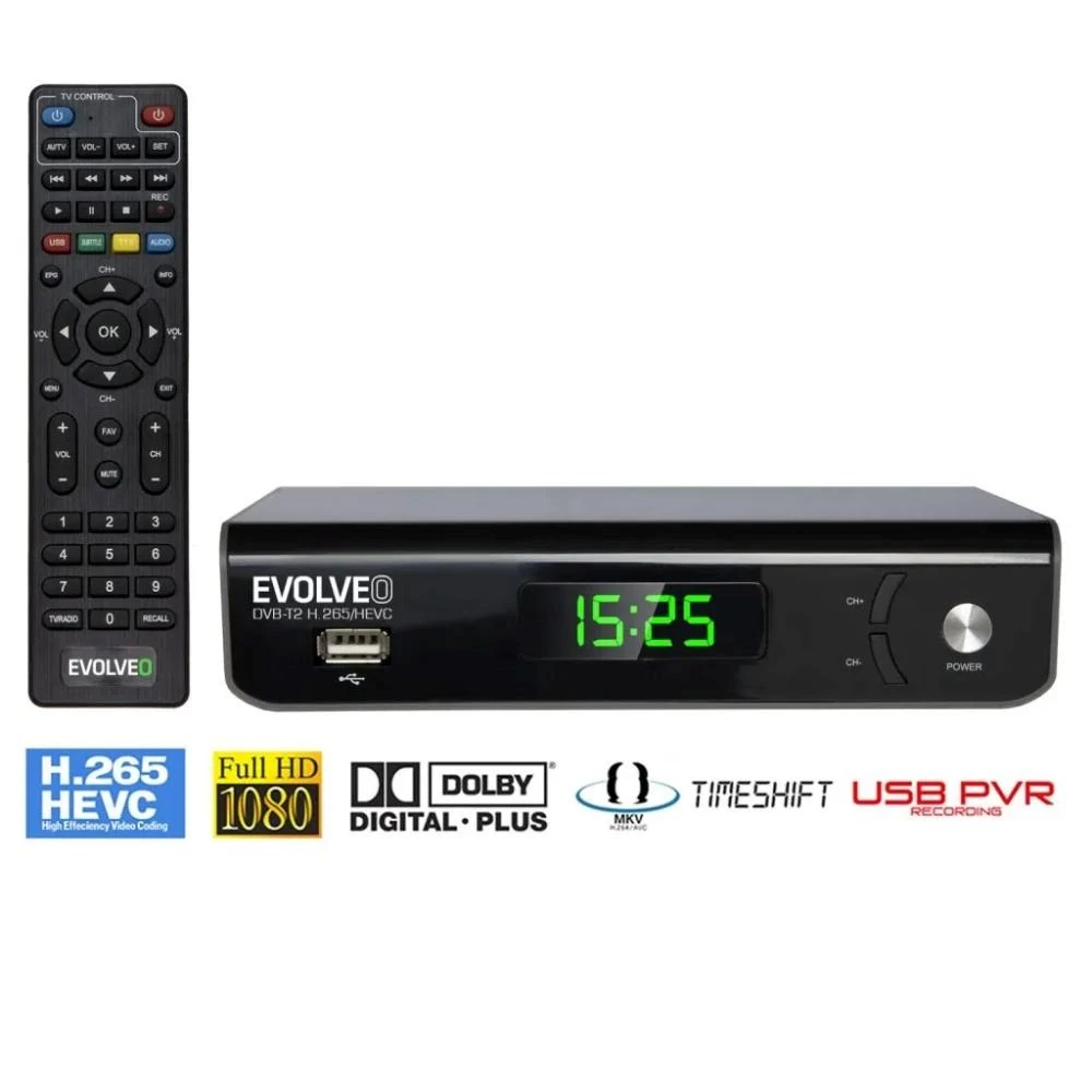 Imtuvas TV Evolveo Omega S3, HD DVB-T2 H.265/HEVC rekordér aprašymas - Prekės nuotrauka