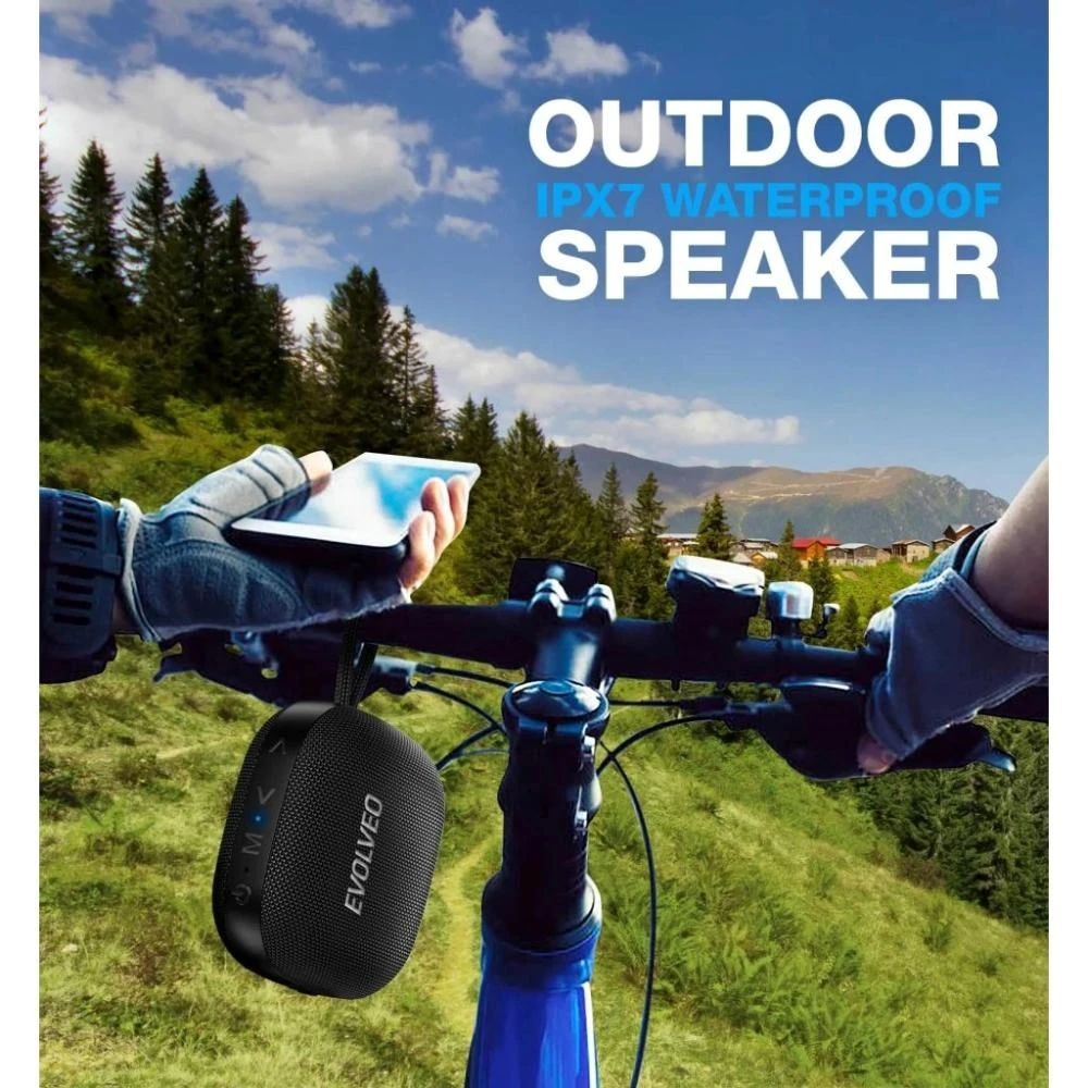 Garsiakalbis Evolveo TopSound, belaidis neperšlampamas bluetooth reproduktor s rádiem juoda aprašymas - Prekės nuotrauka
