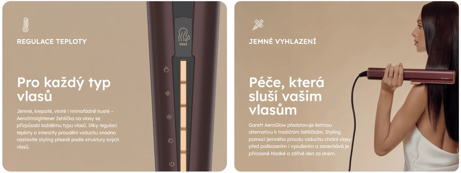 Garett Beauty AeroGlow Air straightenerBbrown aprašymas - Prekės nuotrauka