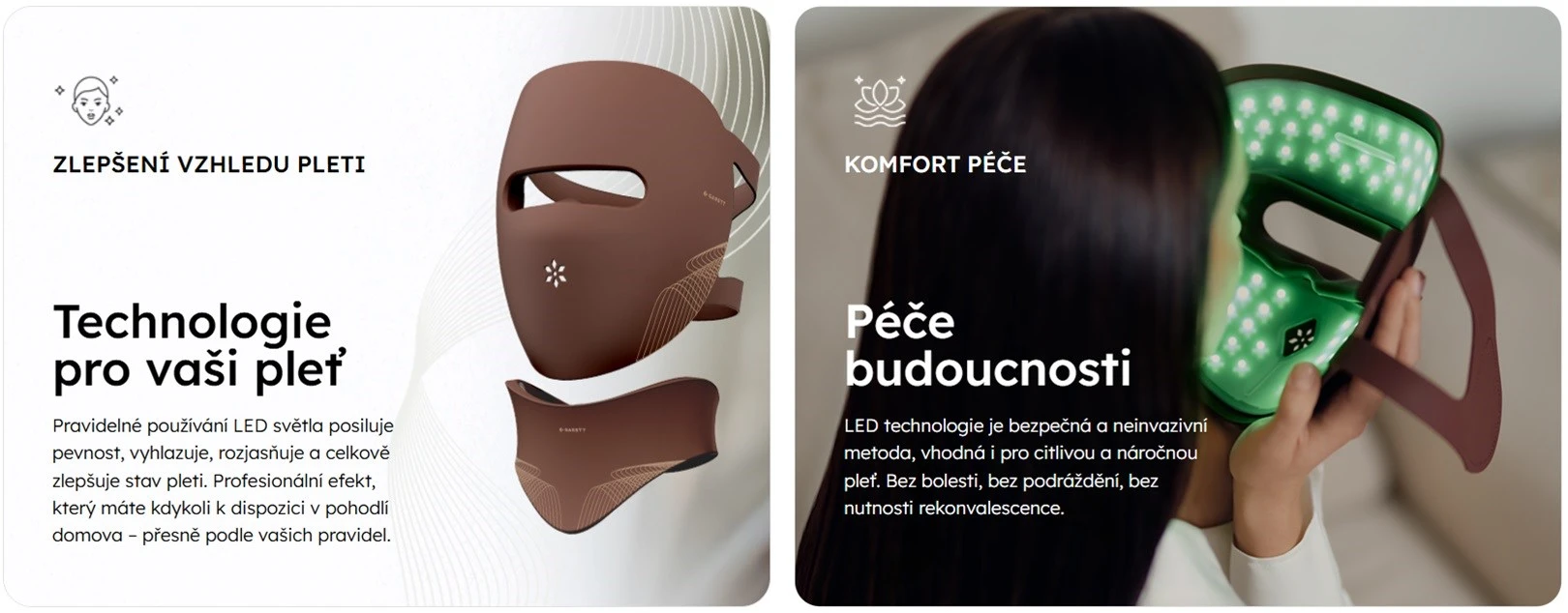 Garett Beauty Skin Ritual LED face and neck mask Brown aprašymas - Prekės nuotrauka