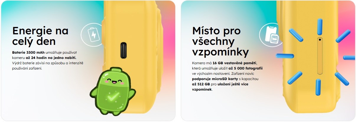Garett Garrett Snap AI Camera 13Megapixel Gul Digitalkamera til børn aprašymas - Prekės nuotrauka