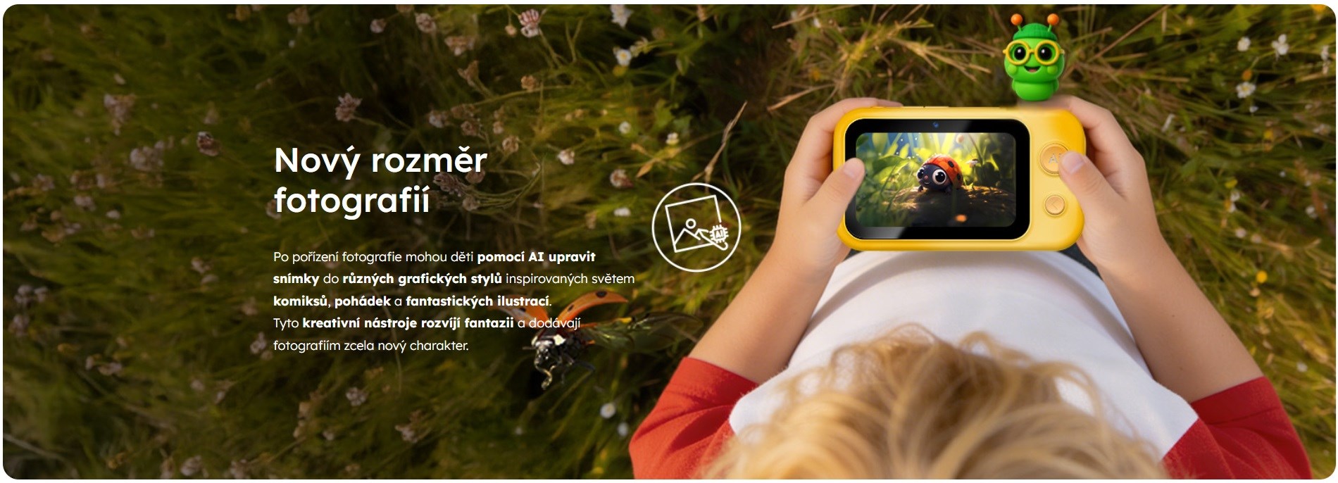Garett Garrett Snap AI Camera 13Megapixel Gul Digitalkamera til børn aprašymas - Prekės nuotrauka