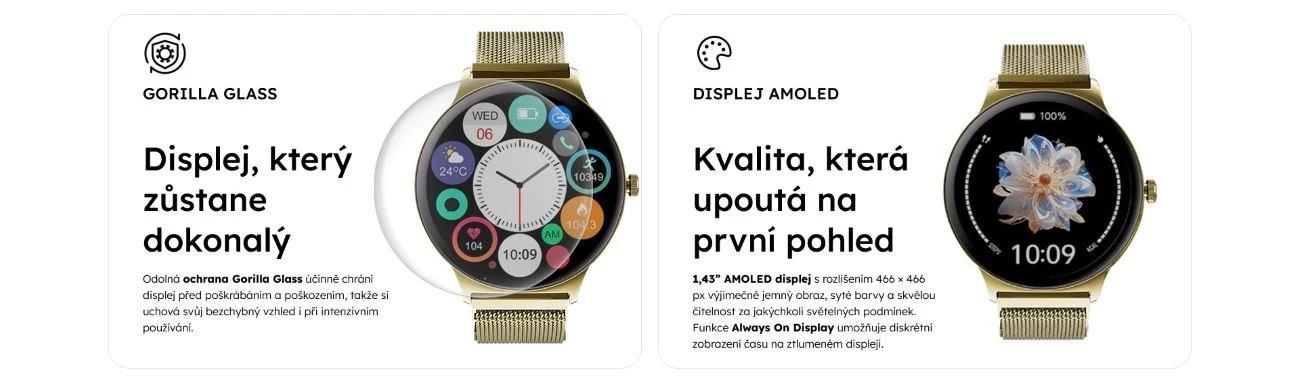 Išmanusis laikrodis Garett Verona 2 auksinis tinklelis aprašymas - Prekės nuotrauka
