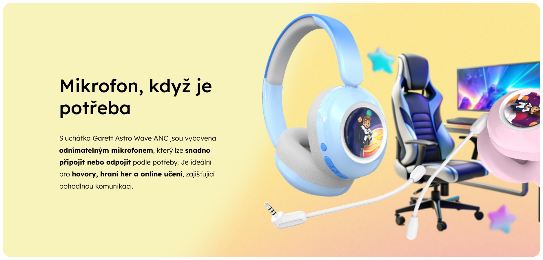 Garett Wireless headphones Astro Wave ANC Mėlyna aprašymas - Prekės nuotrauka