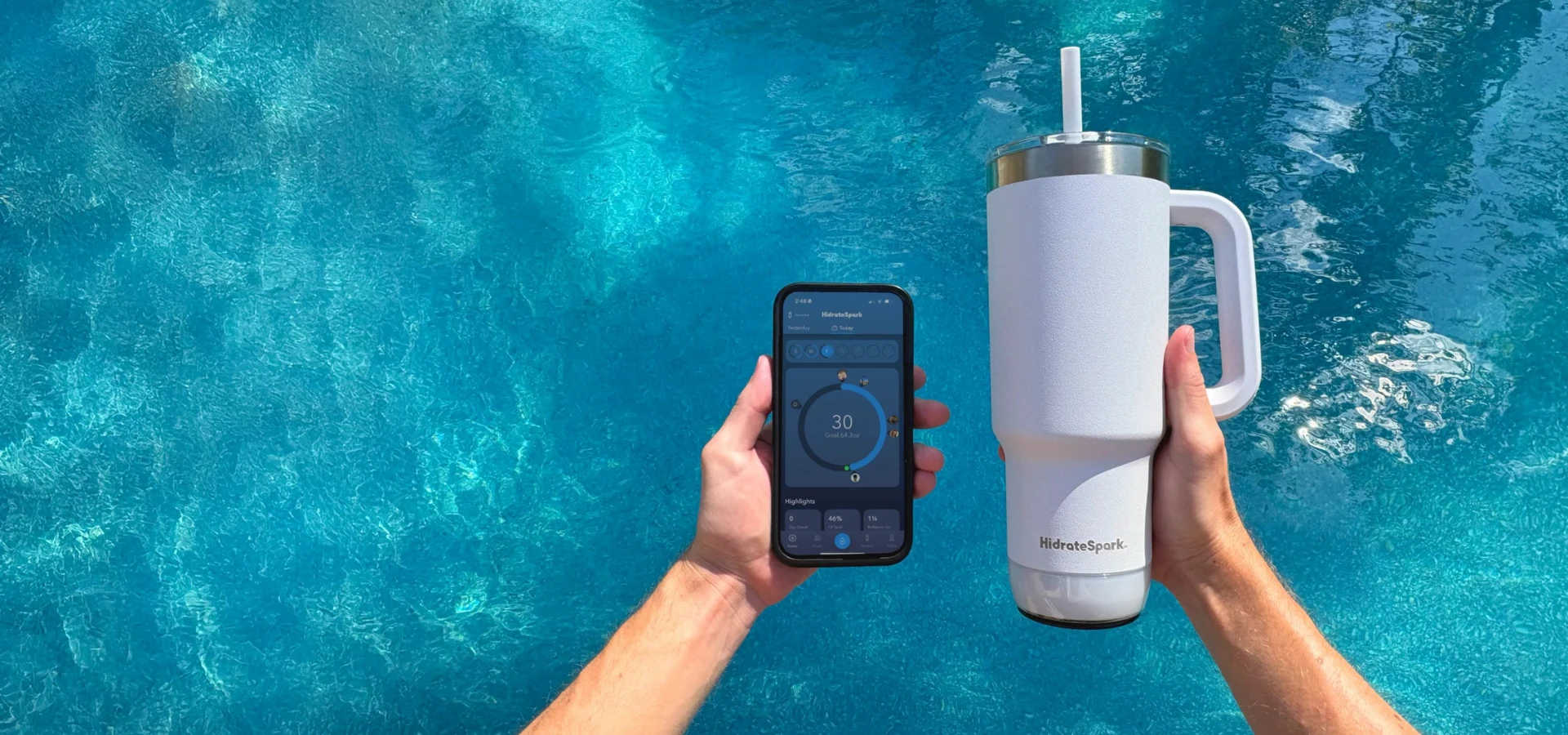 Gertuvė HidrateSpark Puodelis inteligentny HidrateSpark PRO 2 Tumbler 887 ml Baltas aprašymas - Prekės nuotrauka