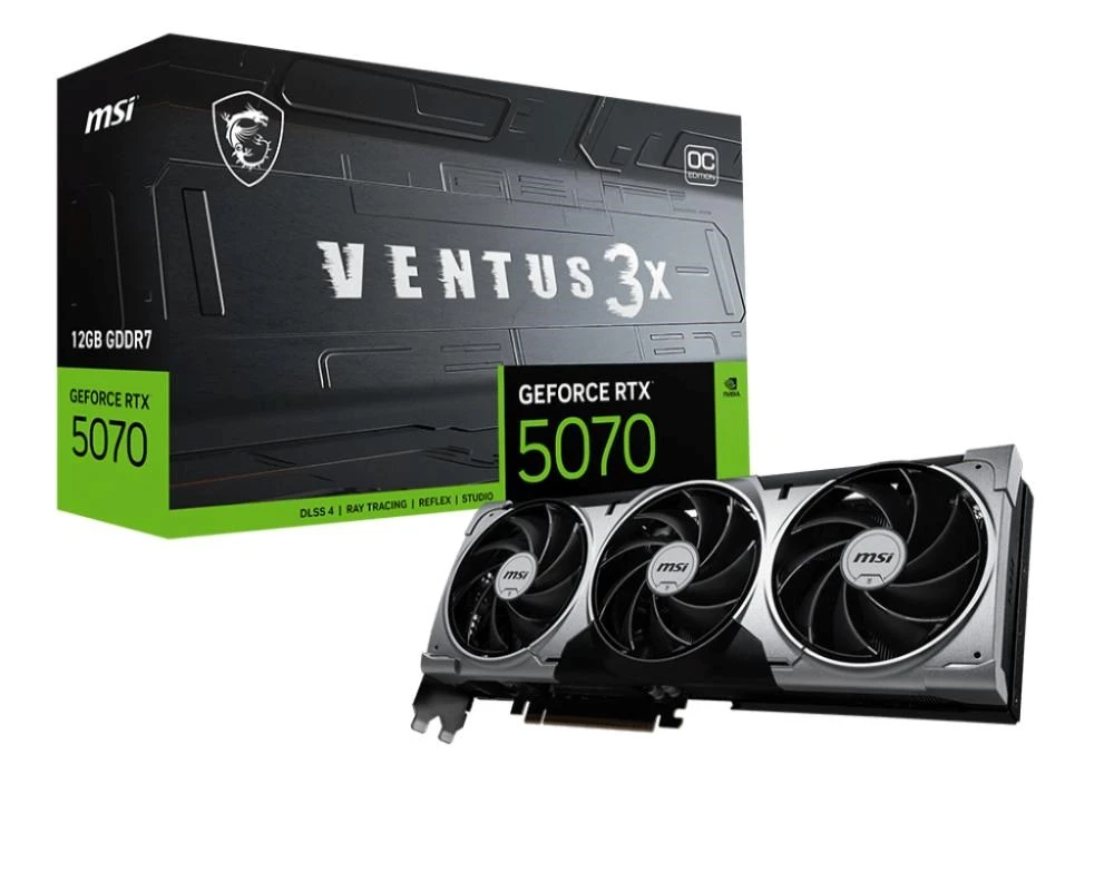 Vaizdo plokštė MSI GeForce RTX 5070 Ventus 3X OC 12GB GDDR7 aprašymas - Prekės nuotrauka