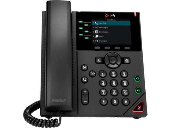 Hewlett Packard (HP) Triton POLY VVX 350 VoIP telefonas, juodas, 6 linijų, LED aprašymas - Prekės nuotrauka