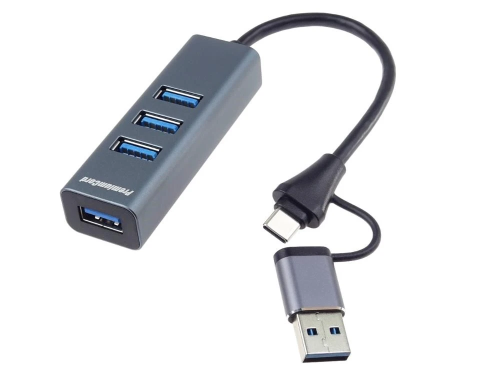 PremiumCord Hub 5G SuperSpeed, USB-C a USB-A na 4x USB-A 3.2 Gen 1 aprašymas - Prekės nuotrauka