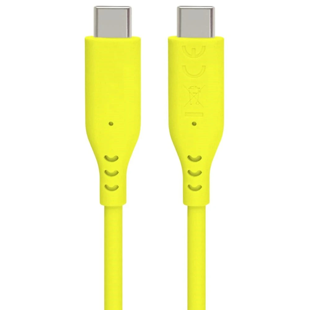 PREMIUMCORD USB-C–USB-C laidas, 60 W, 480 Mbps, silikoninis, geltonas, 1,5 m aprašymas - Prekės nuotrauka