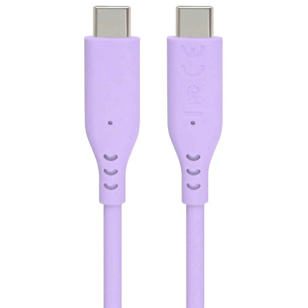 Kabelis USB PremiumCord PREMIUMCORD Kabelis USB-C na USB-C, 60W, 480Mbps, silikonowy, violetinė, 1,5m aprašymas - Prekės nuotrauka