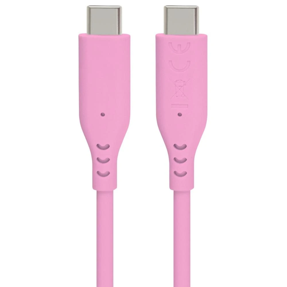 PREMIUMCORD USB-C–USB-C laidas, 60 W, 480 Mbps, silikoninis, rožinis, 1,5 m aprašymas - Prekės nuotrauka