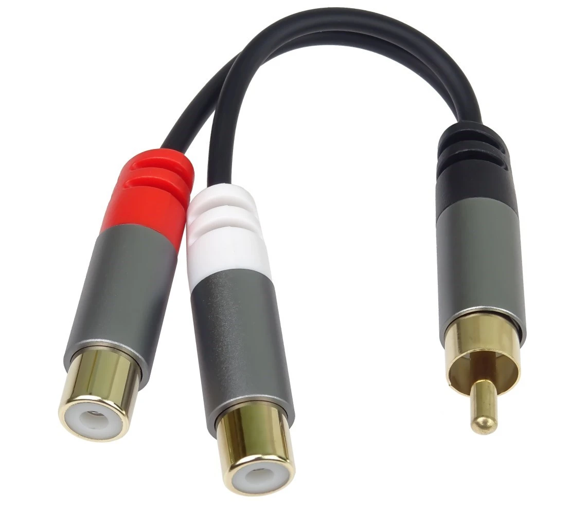 PremiumCord PremiumCord rozdvojka HQ CINCH Male - 2x CINCH Female 15cm aprašymas - Prekės nuotrauka