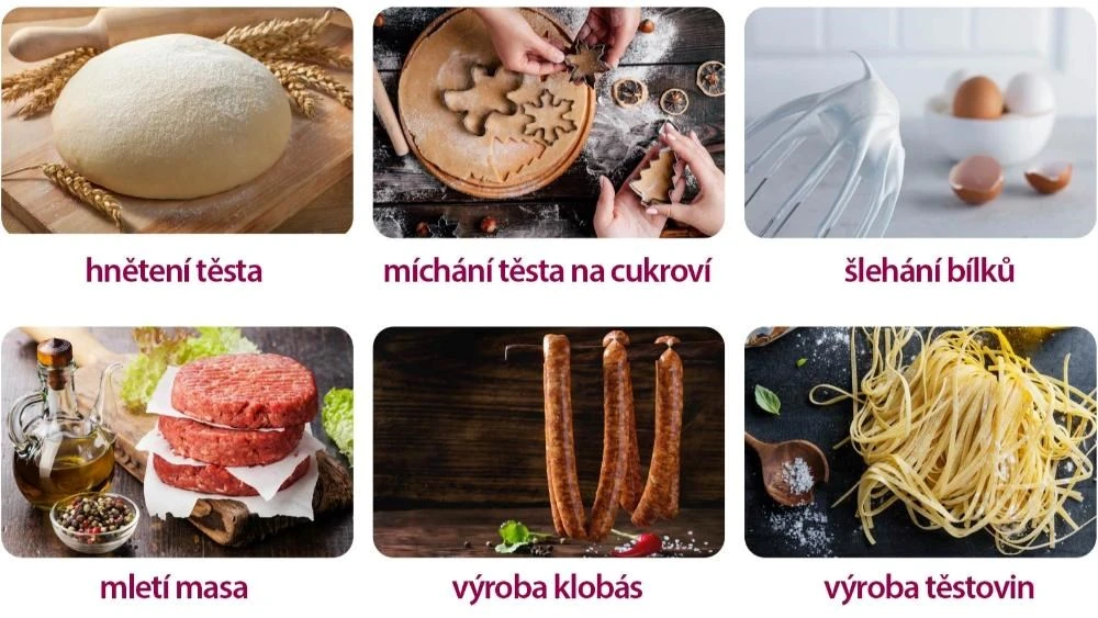 Virtuvinis kombainas Evolveo Salente DigiChef+ robot kuchenny, misa ze stali nierdzewnej 6 litrów, maszynka do mięsa, wyświetlacz cyfrowy, balta aprašymas - Prekės nuotrauka
