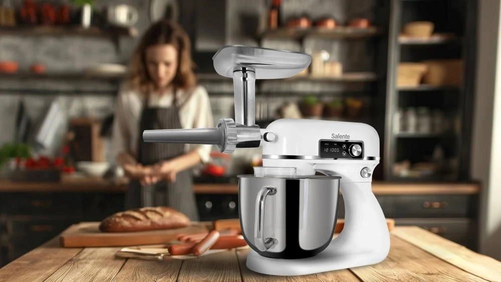 Virtuvinis kombainas Evolveo Salente DigiChef+ robot kuchenny, misa ze stali nierdzewnej 6 litrów, maszynka do mięsa, wyświetlacz cyfrowy, balta aprašymas - Prekės nuotrauka