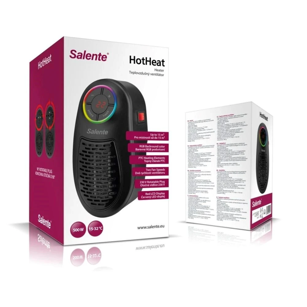Evolveo Salente HotHeat, teplovzdušný mini ventilátor, 500 W, černý aprašymas - Prekės nuotrauka