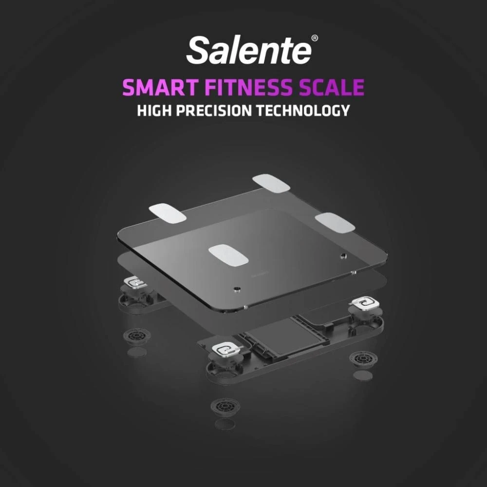 „Evolveo Salente MaxFit“ išmaniosios asmeninės diagnostinės fitneso svarstyklės, su „Bluetooth“, juodos aprašymas - Prekės nuotrauka