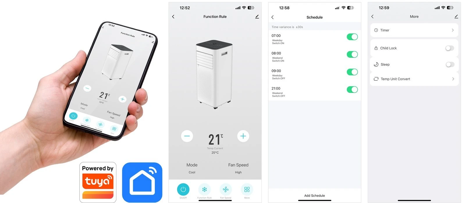 Kondicionierius Klimatyzator Evolveo Salente SummerICE9, inteligentna klimatyzacja mobili, 9000 BTU, WiFi+Bluetooth, pilot zdalnego sterowania aprašymas - Prekės nuotrauka