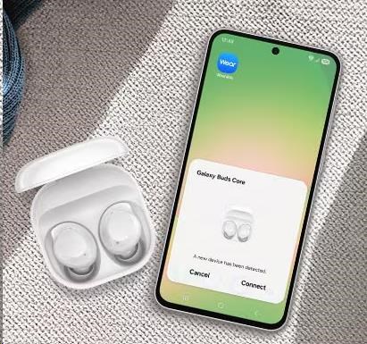 „Samsung Bluetooth“ ausinės „Galaxy Buds Core“, baltos (platinamos visame pasaulyje) aprašymas - Prekės nuotrauka