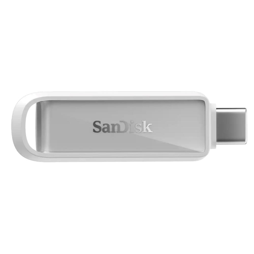 „SanDisk“ 128 GB „iXpand“ telefono atmintinė, USB-C, balta aprašymas - Prekės nuotrauka „SanDisk“ 128 GB „iXpand“ telefono atmintinė, USB-C, balta aprašymas - Prekės nuotrauka