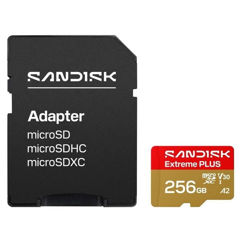 SANDISK Extreme PLUS 256GB Micro SDXC UHS-I atminties kortelė aprašymas - Prekės nuotrauka