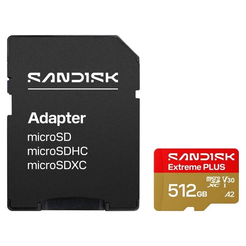 SANDISK Extreme PLUS Micro SDXC 512GB UHS-I atminties kortelė aprašymas - Prekės nuotrauka