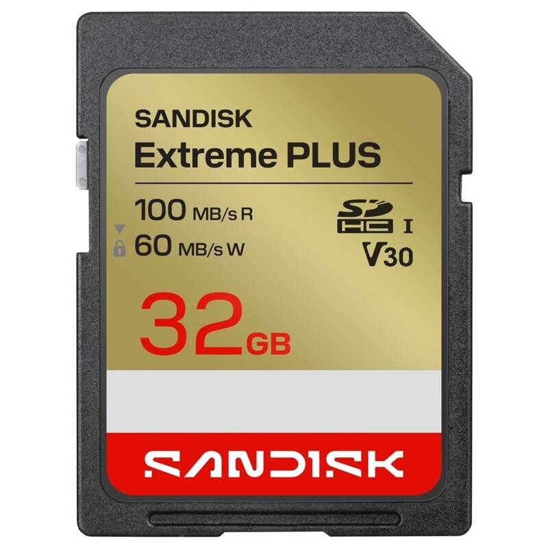SanDisk SDXC karta 32GB Extreme PLUS (R100/W60 MB/s Class 10, UHS-I U3 V30) aprašymas - Prekės nuotrauka