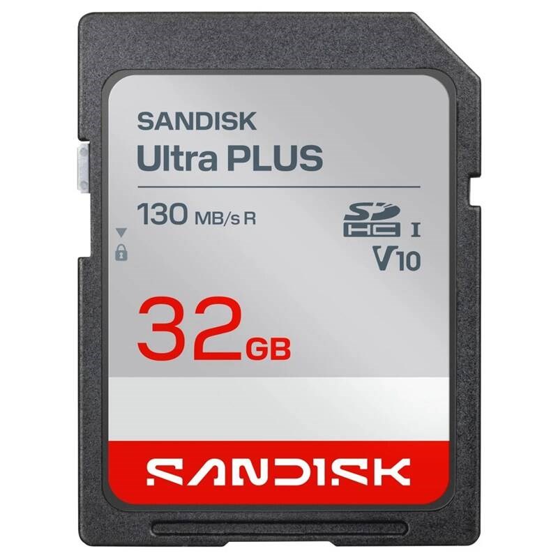 Sandisk Ultra PLUS SDHC karta 32GB UHS-I,V10, U1, C10, (130MB/s) aprašymas - Prekės nuotrauka
